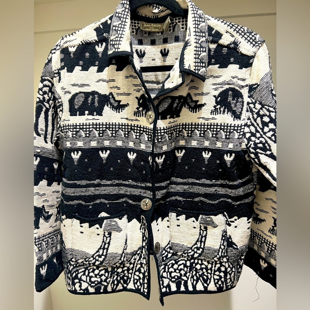 Vintage Jane Ashley - Petite Large Animal Print Tapestry Jacket - Preowned
